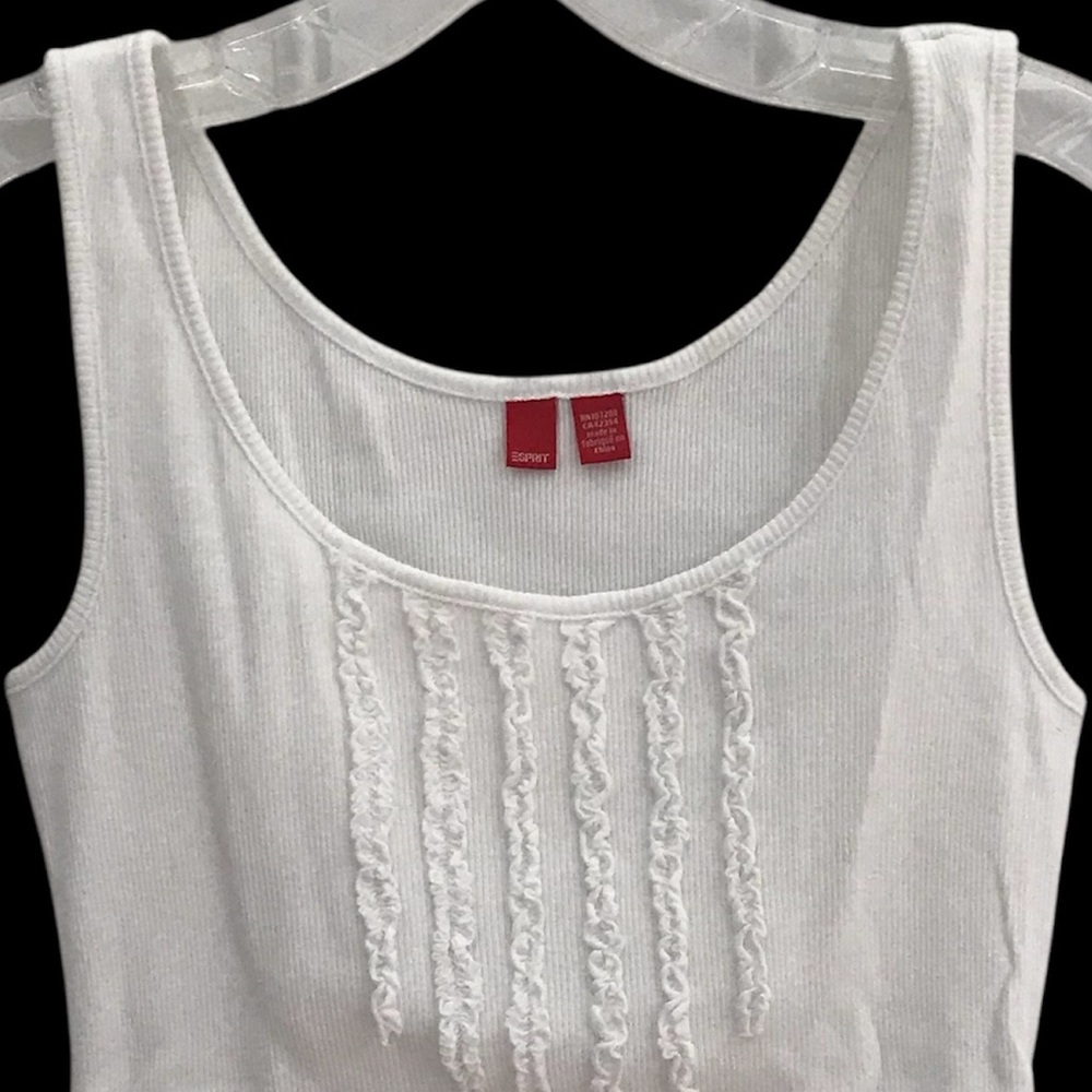 ESPRIT Ruffled White TANK TOP - Picture 2 of 8